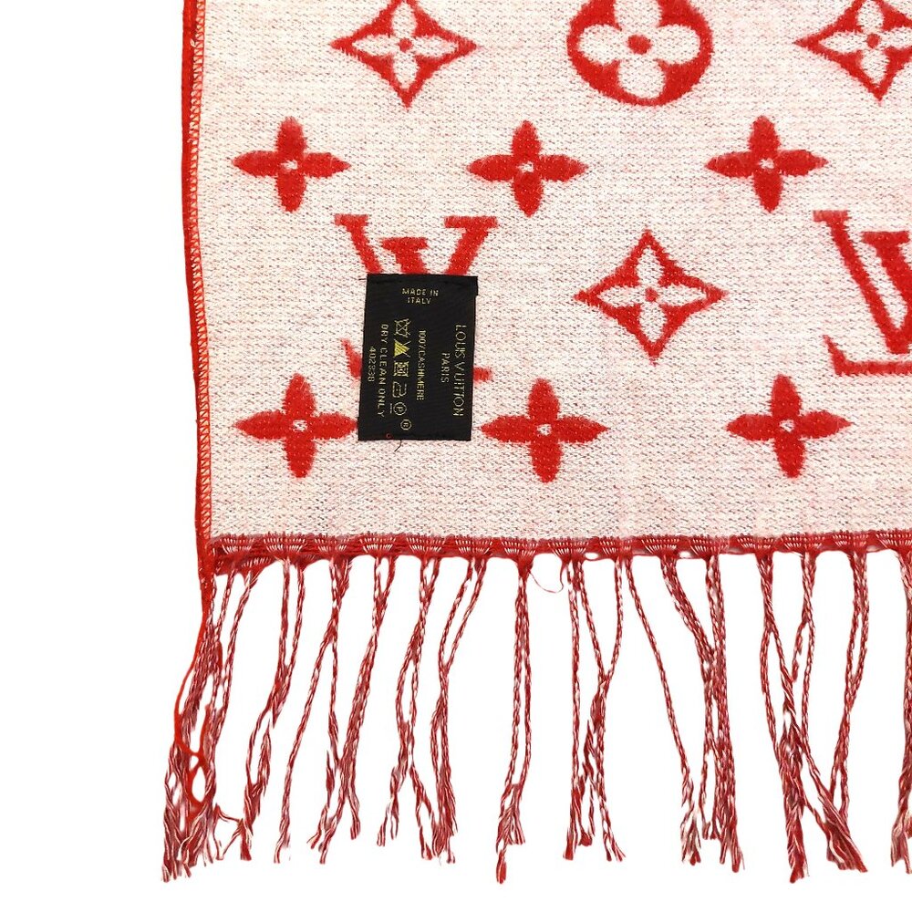 Louis Vuitton LV Supreme Red & White Monogram Cashmere Scarf - Picture 9 of 10